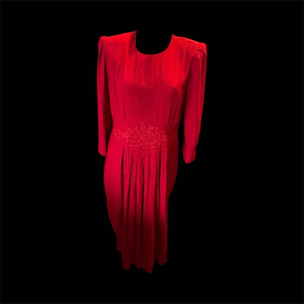 S.L. Fashions Vibrant Red Long Sleeve Dress
